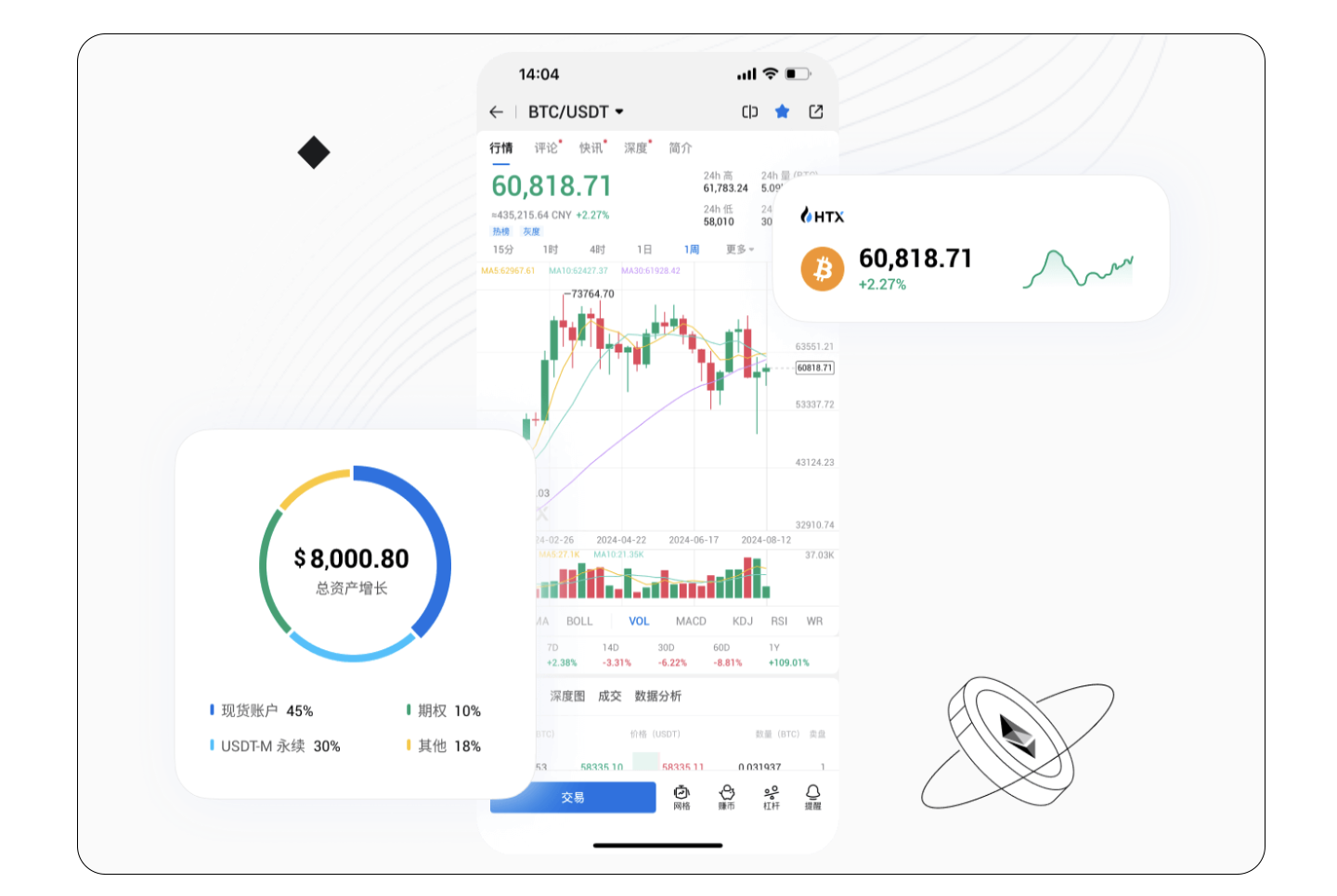 HTX交易平台APP界面示意